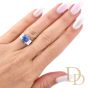 Estate Natural Ceylon Sapphire Diamond Platinum 3 Stone Engagement Ring