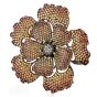 Large Yellow Golden Orange Sapphire 18k yellow Gold Flower Pin