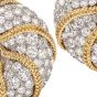 Vinatge Diamond Platinum Gold Clip-Back Half Hoop Shrimp Earrings