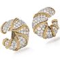 Vinatge Diamond Platinum Gold Clip-Back Half Hoop Shrimp Earrings