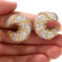 Vinatge Diamond Platinum Gold Clip-Back Half Hoop Shrimp Earrings