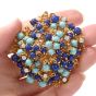 Vintage Lapis Persian Turquoise 18k Yellow Gold Nugget Brooch Pin
