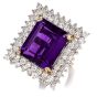 Estate Amethyst and Diamond 14K Pendant/Cocktail Ring