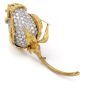  Kutchinsky Vintage Mid Century Diamond Rose Bud 18K Gold Brooch Pin