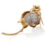  Kutchinsky Vintage Mid Century Diamond Rose Bud 18K Gold Brooch Pin