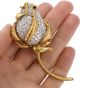  Kutchinsky Vintage Mid Century Diamond Rose Bud 18K Gold Brooch Pin