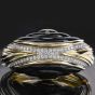 Estate Diamond Onyx 18K Gold Large Wide Bangle Bracelet