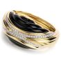 Estate Diamond Onyx 18K Gold Large Wide Bangle Bracelet