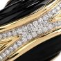 Estate Diamond Onyx 18K Gold Large Wide Bangle Bracelet