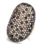 Estate Black & White Diamond 18K Gold Cluster Cocktail Ring