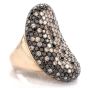 Estate Black & White Diamond 18K Gold Cluster Cocktail Ring