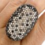 Estate Black & White Diamond 18K Gold Cluster Cocktail Ring