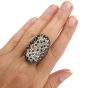 Estate Black & White Diamond 18K Gold Cluster Cocktail Ring