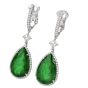 Certified GIA Pear Emerald Diamond 18 Karats Gold Dangle Drop Earrings