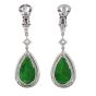 Certified GIA Pear Emerald Diamond 18 Karats Gold Dangle Drop Earrings