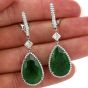 Certified GIA Colombian Emerald Diamond 18K Gold Dangle Drop Earrings