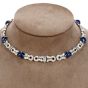 GIA Diamond Burma Sapphire Platinum Bracelet Necklace Set-Dover Jewelry