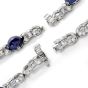 GIA Diamond Burma Sapphire Platinum Bracelet Necklace Set-Dover Jewelry