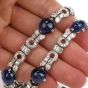 GIA Diamond Burma Sapphire Platinum Bracelet Necklace Set-Dover Jewelry
