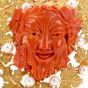 Buccellati Vintage Bacchus Roman God Natural Coral Akoya Pearl 18K Brooch Pendant
