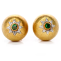 Buccellati 18K Yellow Gold Emerald Dome Shape Button Earrings
