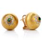 Buccellati 18k Yellow Gold Emerald Dome Shape Button Earrings