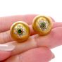 Buccellati 18k Yellow Gold Emerald Dome Shape Button Earrings