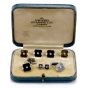 Vintage Diamond Onyx Brown Quartz Tuxedo Cufflink Button Set