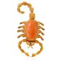 Vintage Diamond Coral 18K Gold Scorpion Oval Cabochon Pin Brooch