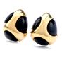 Vintage Onyx 18K Gold Polka Dot Tear Drop Clip On Earrings