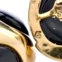 Vintage Onyx 18K Gold Polka Dot Tear Drop Clip On Earrings
