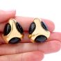 Vintage Onyx 18K Gold Polka Dot Tear Drop Clip On Earrings