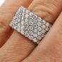 Wide 6 Row Diamond Eternity Band Ring Size 7.5