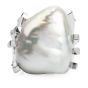 Estate Large Baroque White Pearl Platinum  Cocktail Ring
