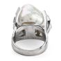 Estate Large Baroque White Pearl Platinum  Cocktail Ring
