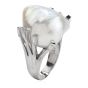 Estate Large Baroque White Pearl Platinum  Cocktail Ring