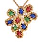 Vintage 1.20cttw Diamond 18k Gold Encrusted Enamel Brooch Pin l Dover Jewelry