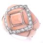 Estate Diamond Pink Coral 18K Gold Inlay Cocktail Ring