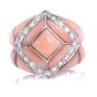 Estate Diamond Pink Coral 18K Gold Inlay Cocktail Ring