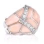 Estate Diamond Pink Coral 18K Gold Inlay Cocktail Ring