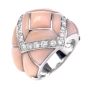 Estate Diamond Pink Coral 18K Gold Inlay Cocktail Ring