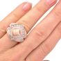 Estate Diamond Pink Coral 18K Gold Inlay Cocktail Ring