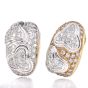   Estate Diamond Platinum 18k Gold Hoop Clip Earrings