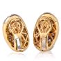   Estate Diamond Platinum 18k Gold Hoop Clip Earrings