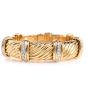BVLGARI 1.55ct Diamond 18K Gold Grooved Cuff Bracelet 