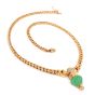 Vintage Chrysoprase Diamond Gold Pendant Curb Link Necklace 