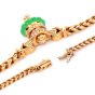 Vintage Chrysoprase Diamond Gold Pendant Curb Link Necklace 