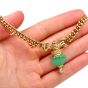 Vintage Chrysoprase Diamond Gold Pendant Curb Link Necklace 
