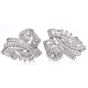 Vintage 12.82cttw Diamond Platinum Double Clip Brooch Pin