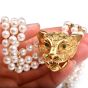 Estate Diamond Emerald 18k Gold Panther Pearl Necklace 